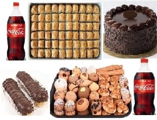 Hafta Sonu Ziyafet Paketi Pasta Baklava Ekler Kuru Pasta ve İçecek pasta