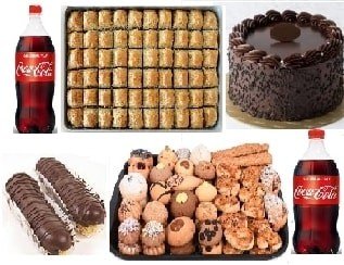 Hafta Sonu Ziyafet Paketi Pasta Baklava Ekler Kuru Pasta ve İçecek pasta